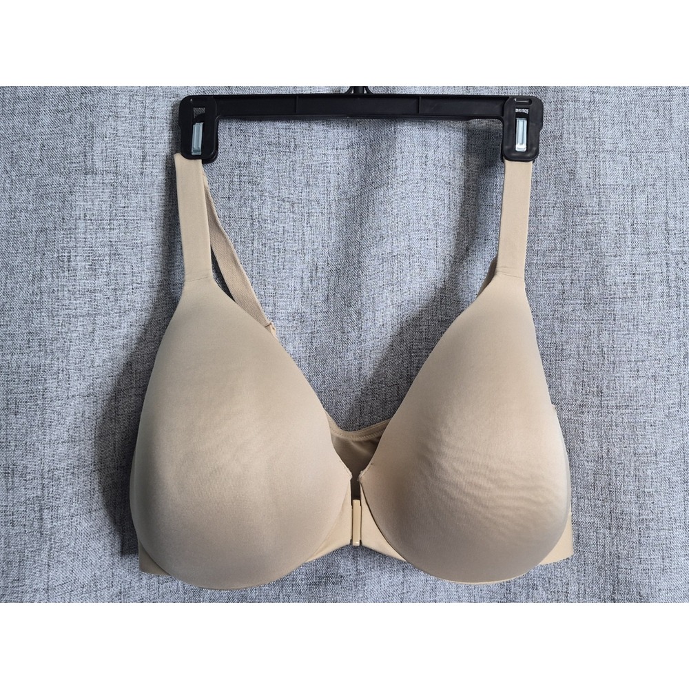 Cacique 38F Front Close Back Smoother Bra Lightly Lined Full Coverage Beige Tan
